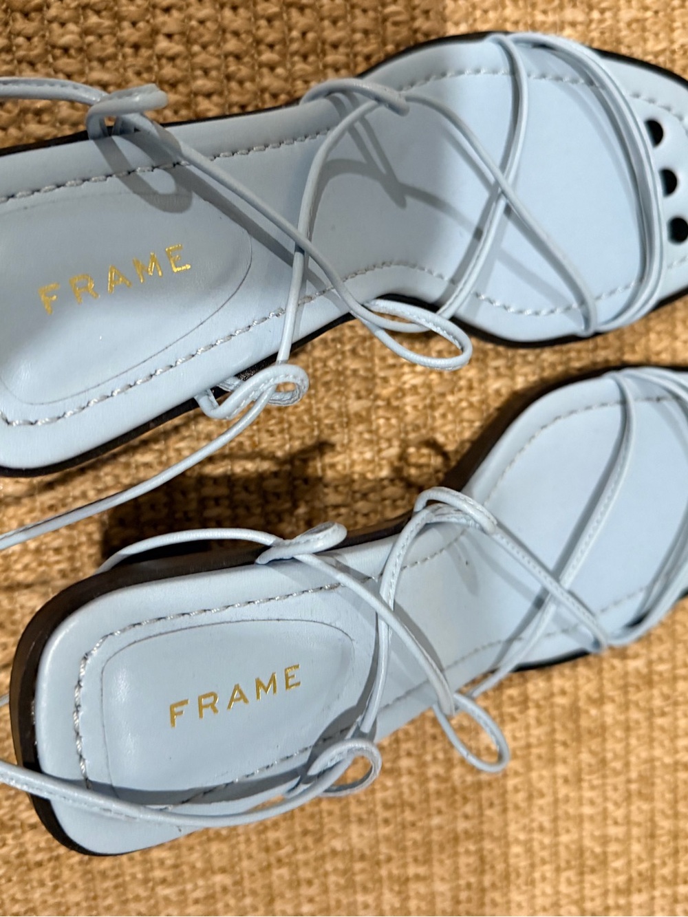 Frame Denim Pale Blue Strappy Lace-Up Sandals